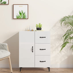 vidaXL - Dressoir - 69,5x34x90 - cm - bewerkt - hout - hoogglans - wit
