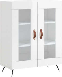 vidaXL - Dressoir - 69,5x34x90 - cm - bewerkt - hout - hoogglans - wit