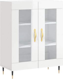 vidaXL - Dressoir - 69,5x34x90 - cm - bewerkt - hout - hoogglans - wit