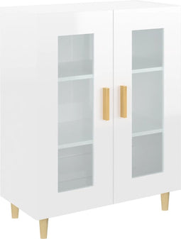vidaXL - Dressoir - 69,5x34x90 - cm - bewerkt - hout - hoogglans - wit