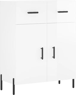 vidaXL - Dressoir - 69,5x34x90 - cm - bewerkt - hout - hoogglans - wit