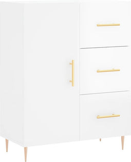 vidaXL - Dressoir - 69,5x34x90 - cm - bewerkt - hout - hoogglans - wit