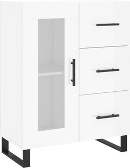 vidaXL - Dressoir - 69,5x34x90 - cm - bewerkt - hout - hoogglans - wit