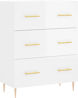 vidaXL - Dressoir - 69,5x34x90 - cm - bewerkt - hout - hoogglans - wit