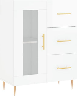 vidaXL - Dressoir - 69,5x34x90 - cm - bewerkt - hout - hoogglans - wit