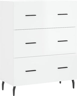 vidaXL - Dressoir - 69,5x34x90 - cm - bewerkt - hout - hoogglans - wit