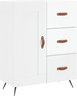 vidaXL - Dressoir - 69,5x34x90 - cm - bewerkt - hout - hoogglans - wit
