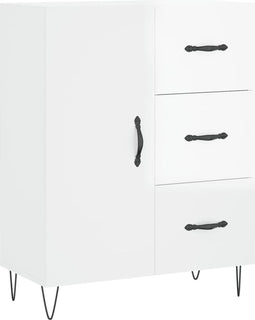 vidaXL - Dressoir - 69,5x34x90 - cm - bewerkt - hout - hoogglans - wit