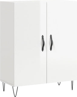vidaXL - Dressoir - 69,5x34x90 - cm - bewerkt - hout - hoogglans - wit