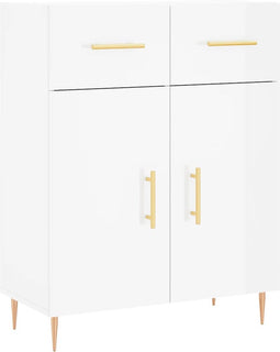 vidaXL - Dressoir - 69,5x34x90 - cm - bewerkt - hout - hoogglans - wit