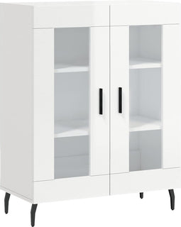 vidaXL - Dressoir - 69,5x34x90 - cm - bewerkt - hout - hoogglans - wit