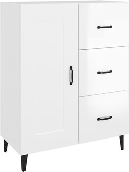 vidaXL - Dressoir - 69,5x34x90 - cm - bewerkt - hout - hoogglans - wit