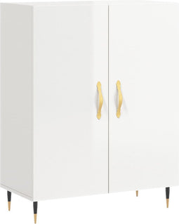 vidaXL - Dressoir - 69,5x34x90 - cm - bewerkt - hout - hoogglans - wit