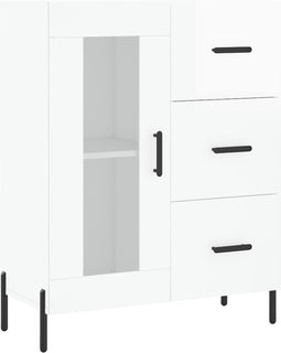 vidaXL - Dressoir - 69,5x34x90 - cm - bewerkt - hout - hoogglans - wit