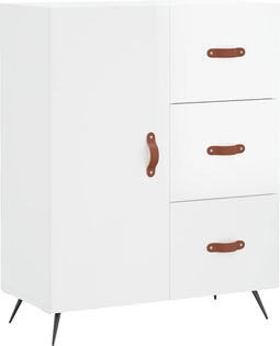 vidaXL - Dressoir - 69,5x34x90 - cm - bewerkt - hout - hoogglans - wit