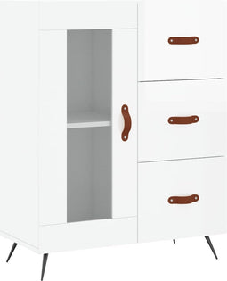 vidaXL - Dressoir - 69,5x34x90 - cm - bewerkt - hout - hoogglans - wit