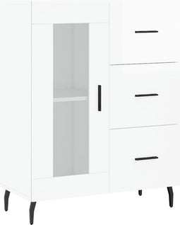 vidaXL - Dressoir - 69,5x34x90 - cm - bewerkt - hout - hoogglans - wit