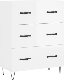 vidaXL - Dressoir - 69,5x34x90 - cm - bewerkt - hout - hoogglans - wit