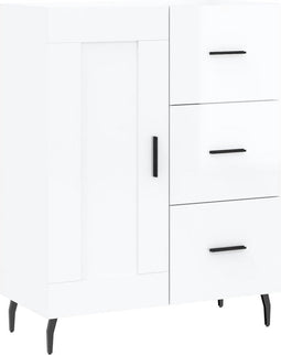 vidaXL - Dressoir - 69,5x34x90 - cm - bewerkt - hout - hoogglans - wit