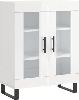 vidaXL - Dressoir - 69,5x34x90 - cm - bewerkt - hout - hoogglans - wit