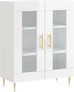 vidaXL - Dressoir - 69,5x34x90 - cm - bewerkt - hout - hoogglans - wit