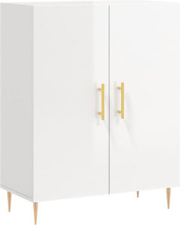 vidaXL - Dressoir - 69,5x34x90 - cm - bewerkt - hout - hoogglans - wit
