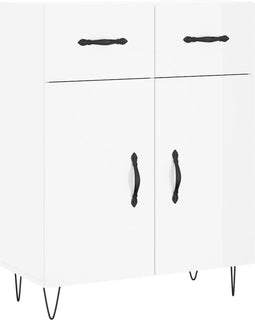 vidaXL - Dressoir - 69,5x34x90 - cm - bewerkt - hout - hoogglans - wit