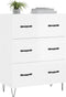 vidaXL - Dressoir - 69,5x34x90 - cm - bewerkt - hout - hoogglans - wit
