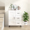 vidaXL - Dressoir - 69,5x34x90 - cm - bewerkt - hout - hoogglans - wit