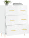 vidaXL - Dressoir - 69,5x34x90 - cm - bewerkt - hout - hoogglans - wit