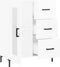 vidaXL - Dressoir - 69,5x34x90 - cm - bewerkt - hout - hoogglans - wit