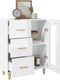 vidaXL - Dressoir - 69,5x34x90 - cm - bewerkt - hout - hoogglans - wit