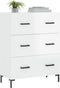 vidaXL - Dressoir - 69,5x34x90 - cm - bewerkt - hout - hoogglans - wit