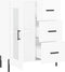 vidaXL - Dressoir - 69,5x34x90 - cm - bewerkt - hout - hoogglans - wit