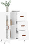 vidaXL - Dressoir - 69,5x34x90 - cm - bewerkt - hout - hoogglans - wit
