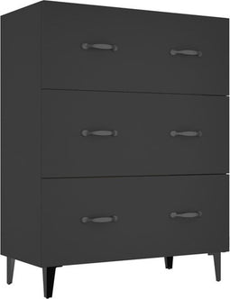 vidaXL - Dressoir - 69,5x34x90 - cm - bewerkt - hout - zwart