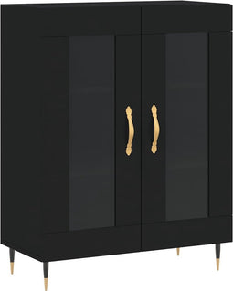 vidaXL - Dressoir - 69,5x34x90 - cm - bewerkt - hout - zwart