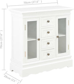 vidaXL - Dressoir - 70x28x70 - cm - massief - grenenhout - wit