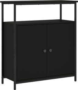 vidaXL - Dressoir - 70x30x80 - cm - bewerkt - hout - zwart