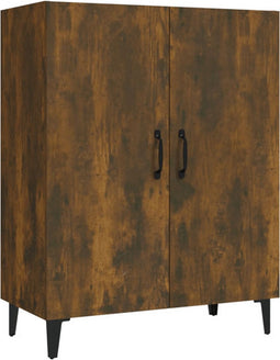 vidaXL - Dressoir - 70x34x90 - cm - bewerkt - hout - gerookt - eikenkleurig