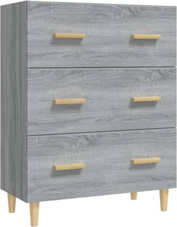 vidaXL - Dressoir - 70x34x90 - cm - bewerkt - hout - grijs - sonoma - eikenkleurig