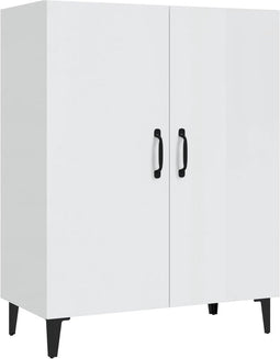 vidaXL - Dressoir - 70x34x90 - cm - bewerkt - hout - hoogglans - wit
