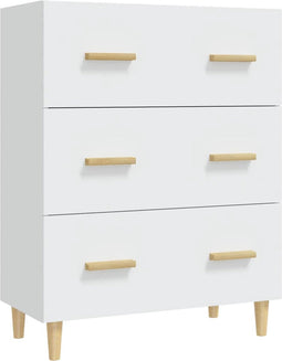 vidaXL - Dressoir - 70x34x90 - cm - bewerkt - hout - wit