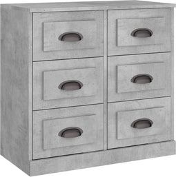 vidaXL - Dressoir - 70x35,5x67,5 - cm - bewerkt - hout - betongrijs
