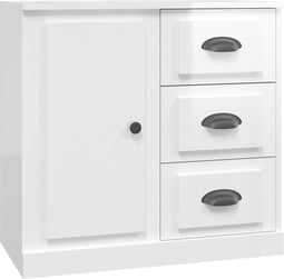 vidaXL - Dressoir - 70x35x67,5 - cm - bewerkt - hout - hoogglans - wit