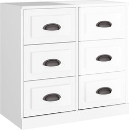 vidaXL - Dressoir - 70x35x67,5 - cm - bewerkt - hout - hoogglans - wit