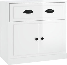 vidaXL - Dressoir - 70x35x67,5 - cm - bewerkt - hout - hoogglans - wit