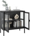 vidaXL - Dressoir - 70x35x70 - cm - glas - en - staal - zwart