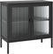vidaXL - Dressoir - 70x35x70 - cm - glas - en - staal - zwart