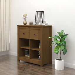 vidaXL - Dressoir - 70x35x80 - cm - massief - grenenhout - honingbruin